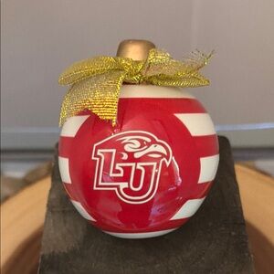 Liberty University LU Red & White Glass Christmas Ornament Ball